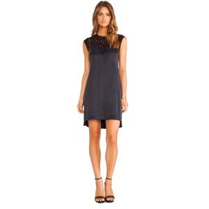 REBECCA TAYLOR Silk & Lace Mix Mini Dress Black Sz 2 Revolve Cocktail Romantic